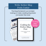 Blog writing guide displayed on tablet with sample pages