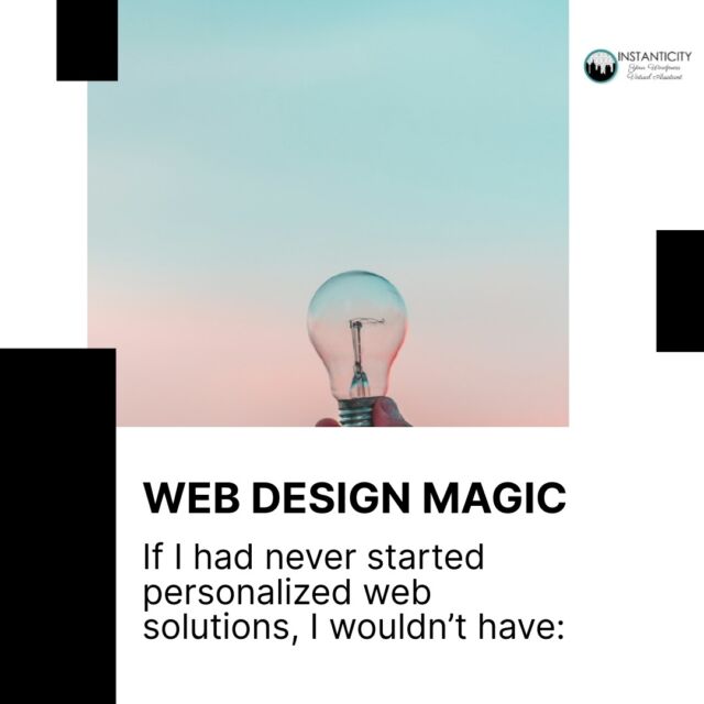 unlocked the potential of small businesses to shine online. 🌟

Created unique, head-turning websites that truly reflect each brand’s vibe. 🎨

Given peace of mind with reliable, ongoing tech support. 🛠️

Helped entrepreneurs save time, so they can focus on what they do best! ⏰

Start today—you won’t regret it. Let's make your website dreams a reality! 🚀

Explore our WordPress design and management services at https://instanticity.com

Share if you believe in tailored web solutions! 💬
#PersonalizedWebDesign #WordPressExpert #OnlineSuccess